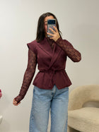 Top en dentelle ROMANE bordeaux dsclothes