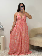 Robe longue India rose bretelles réglables taille unique - vue face - Ds'Clothes