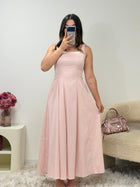 Robe GAMZE rose longue femme vue de face - Ds'Clothes
