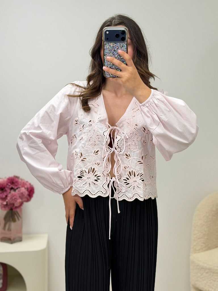 Blouse Athéna rose 100% coton taille S M L style romantique – Nouvelle collection Ds'Clothes