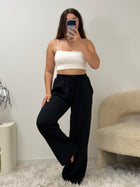 Pantalon Amy noir 100% coton taille unique fabriqué en Italie - vue portée - Ds'Clothes