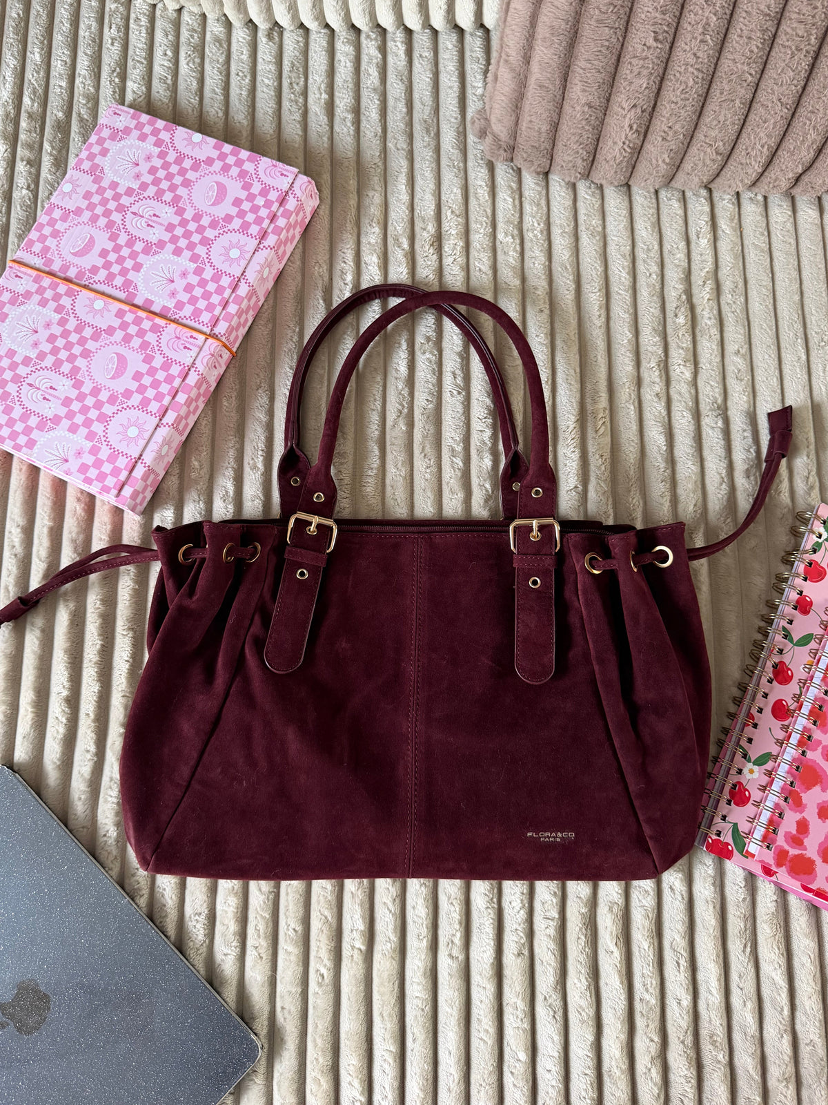 Sac LOLA XL suédine Bordeaux dsclothes