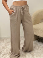 Pantalon Amy taupe 100% coton taille unique fabriqué en Italie - vue dos - Ds'Clothes