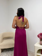 Robe MILA mauve longue femme portée - Ds'Clothes