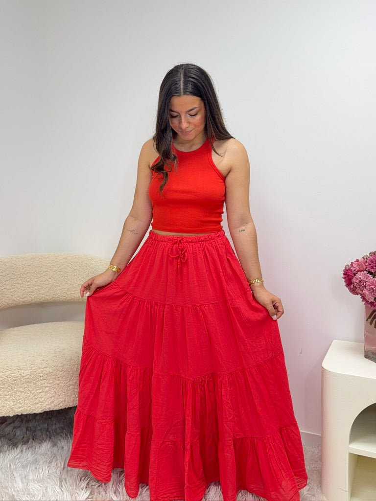 jupe Jupe en coton CÔME rouge dsclothes