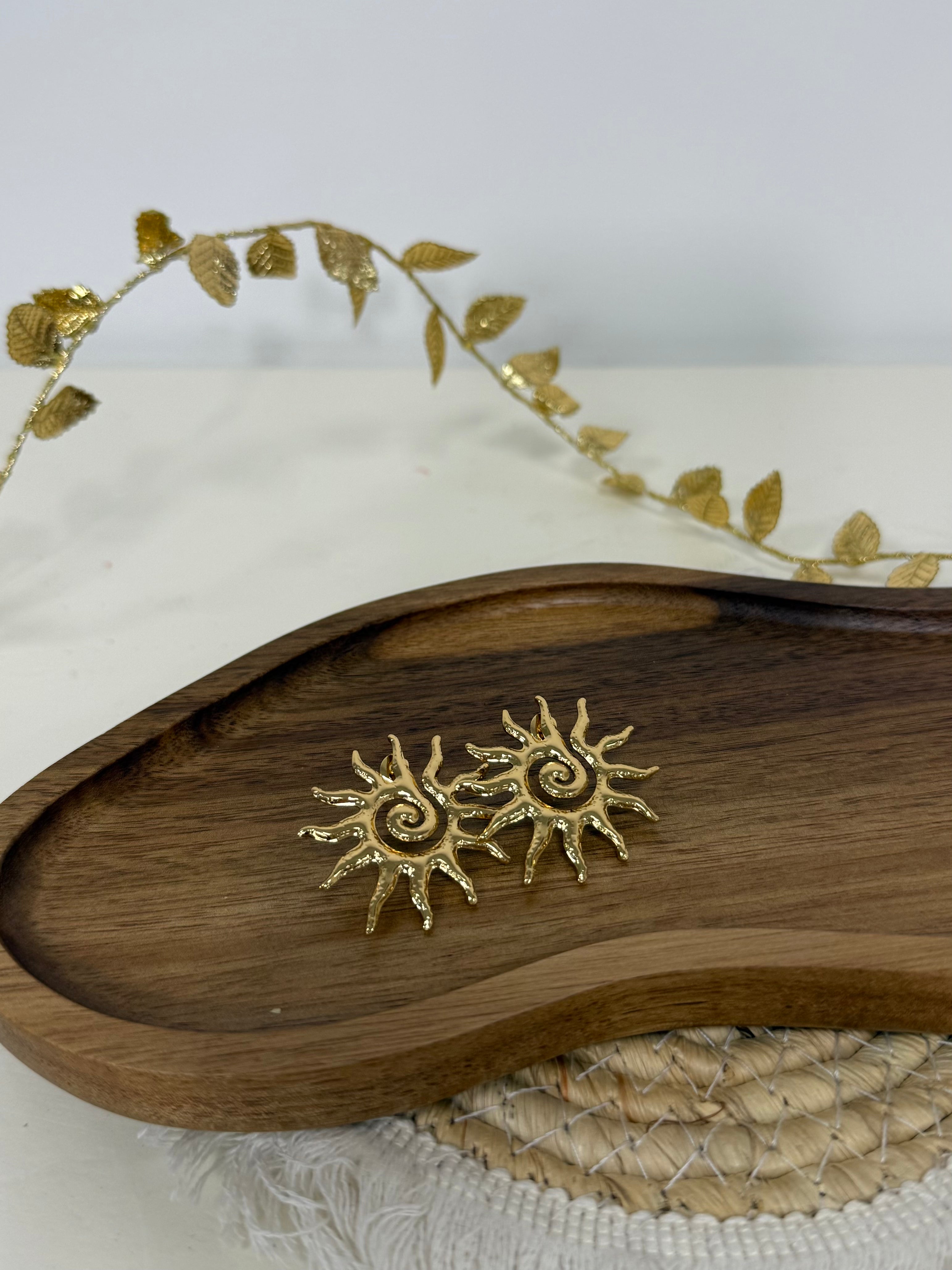 boucle d'oreille boucles d'oreilles Sun doré | Acier Inoxydable dsclothes