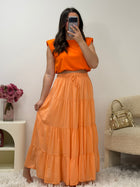 Jupe maxi orange coton taille unique 34-50 – Made in Italy – Ds'Clothes
