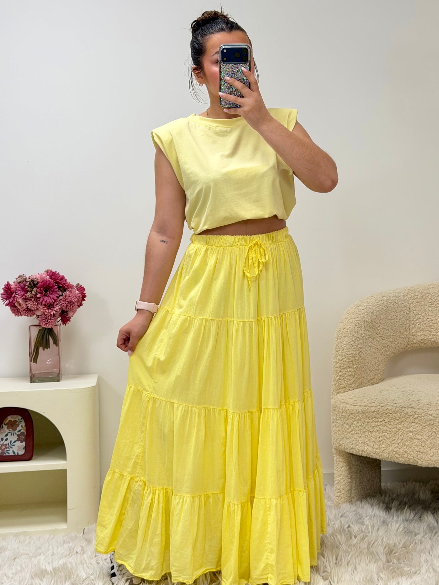 Jupe maxi jaune coton taille unique 34-50 – Made in Italy – Ds'Clothes