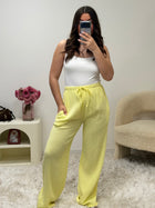 pantalon Pantalon en gaze de coton jaune dsclothes