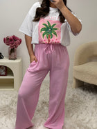 pantalon Pantalon en gaze de coton rose dsclothes