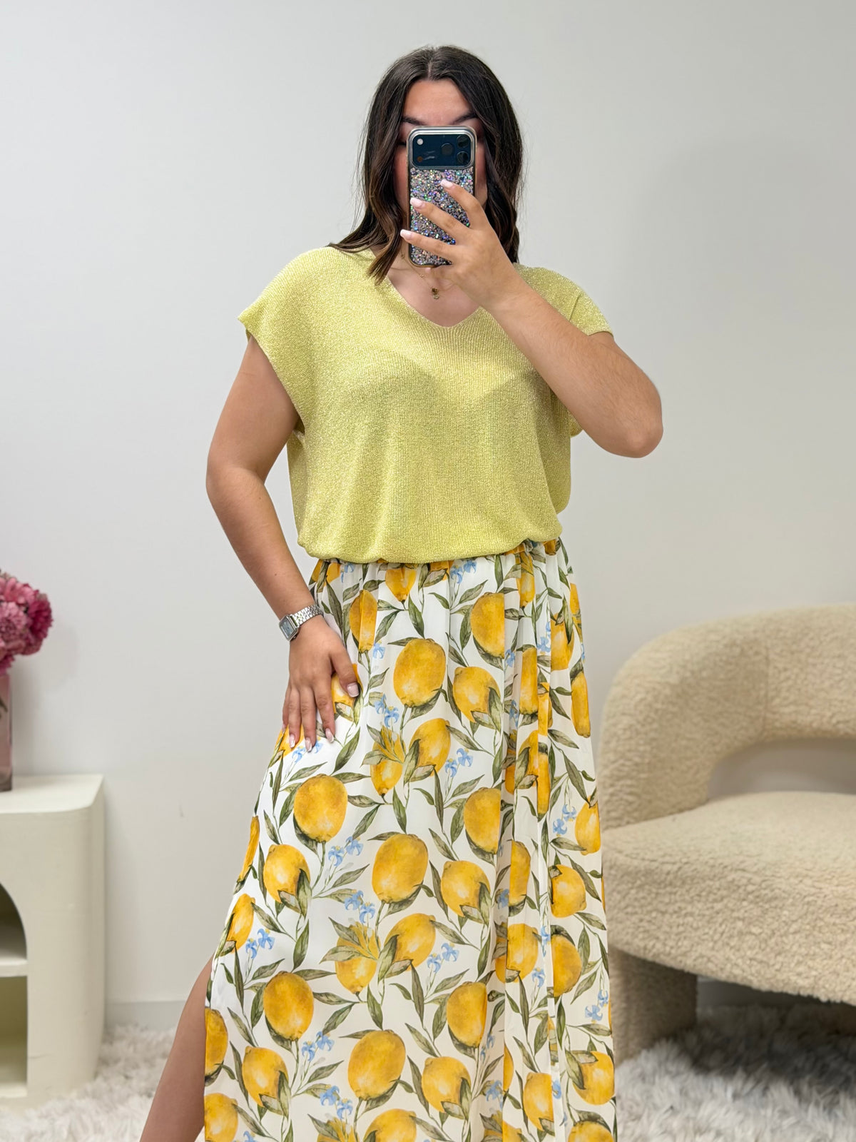 haut Haut à paillettes jaune dsclothes