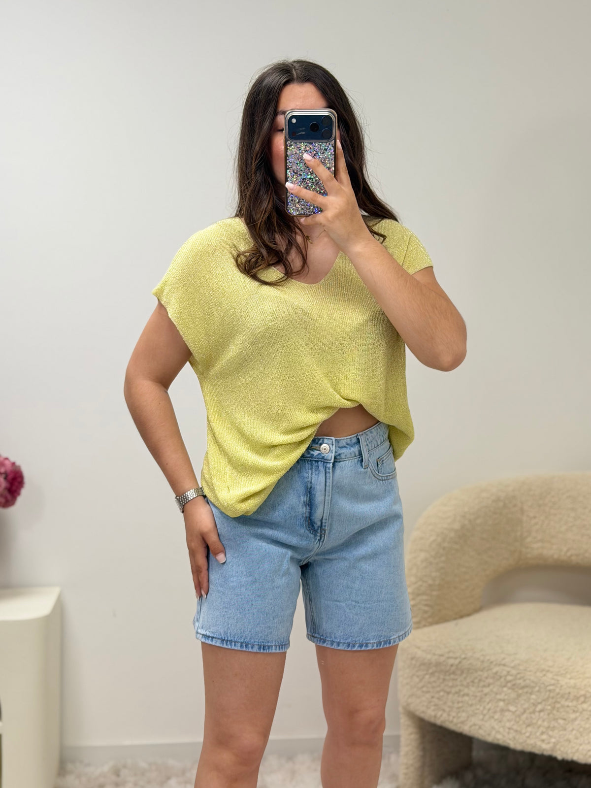 haut Haut à paillettes jaune dsclothes