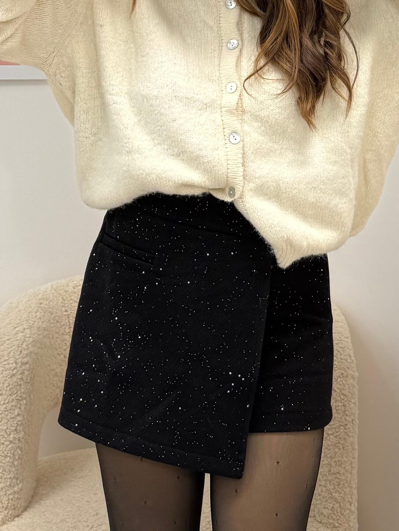 jupe short jupe-short à pailettes en laine dsclothes