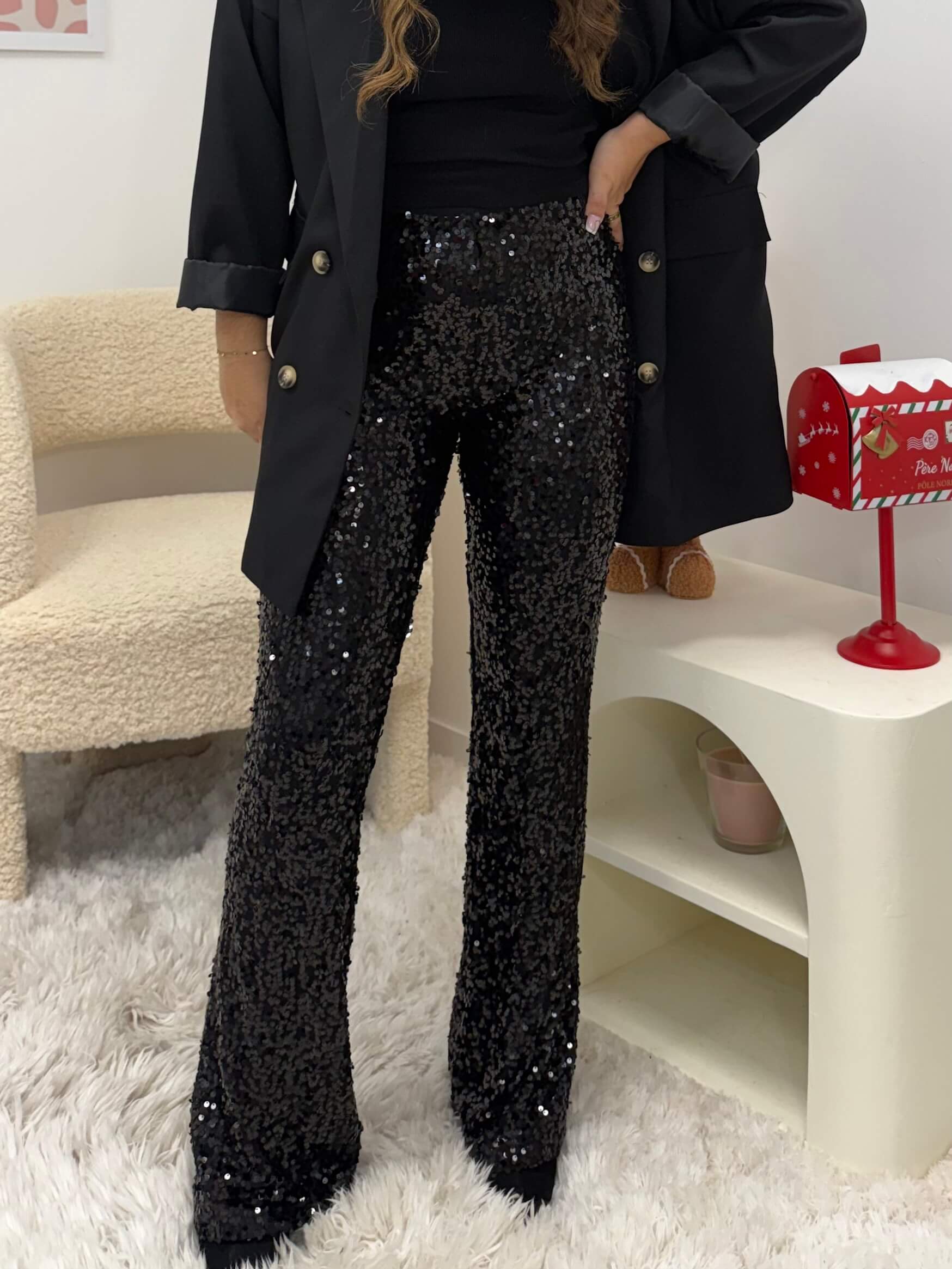 pantalon Pantalon à sequin noir dsclothes