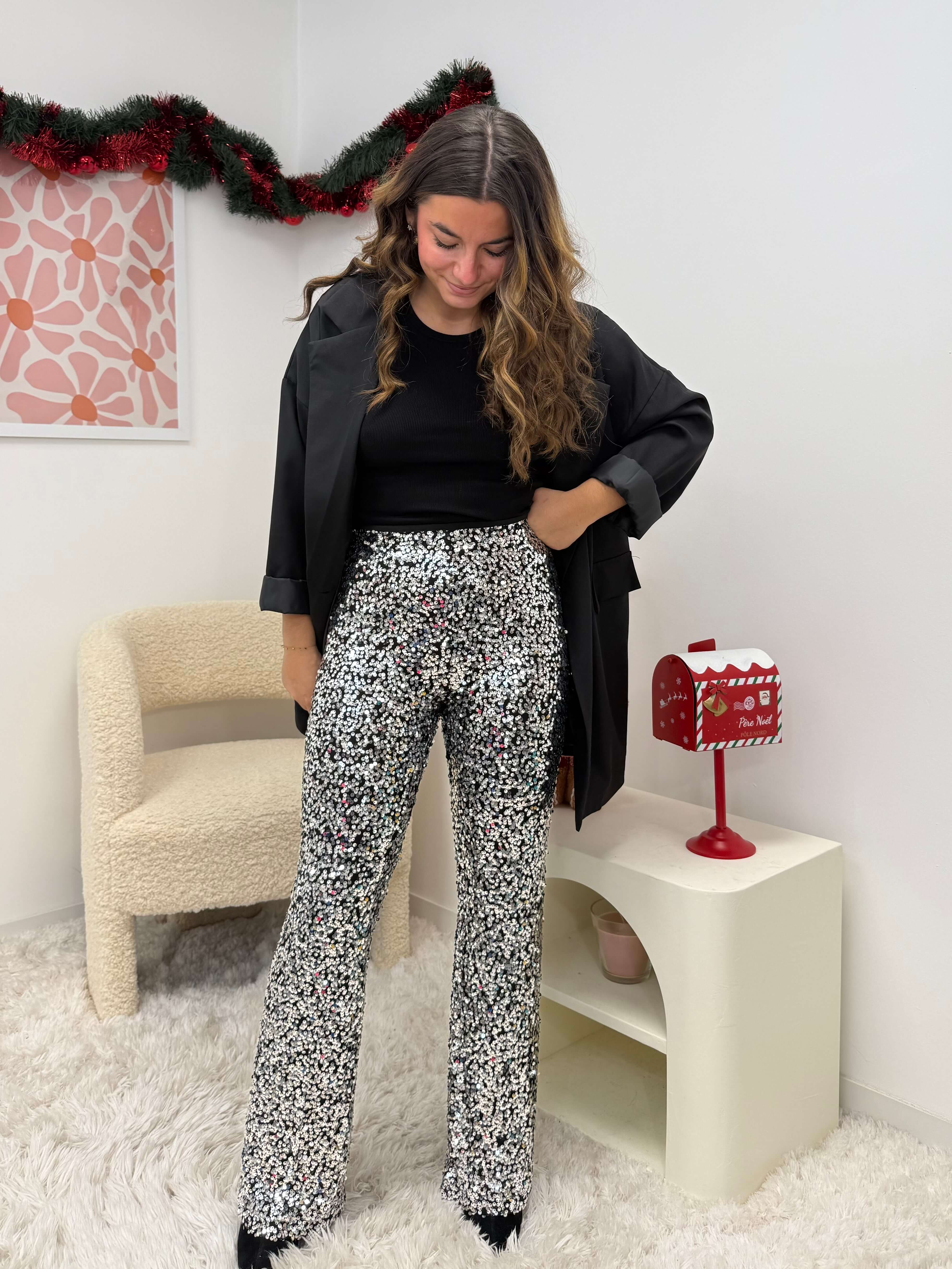 pantalon Pantalon à sequin argenté dsclothes